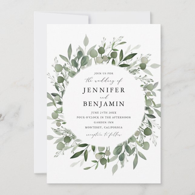Bouquet of Greenery Invitation (Front)