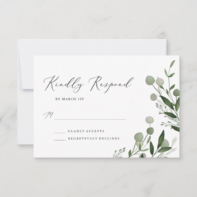 Bouquet of Greenery RSVP Card (Front)