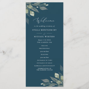 Bouquet of Greenery Wedding Program Programme