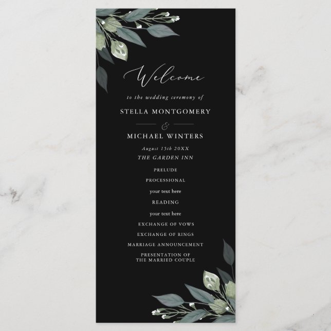 Bouquet of Greenery Wedding Program Programme (Front)