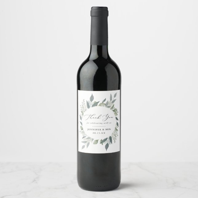 Bouquet of Greenery Wine Label (Front)