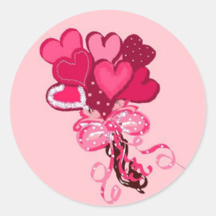 Bouquet of Heart Flowers Classic Round Sticker