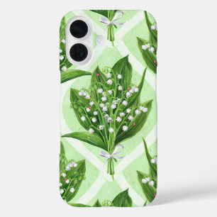 Bouquet of lilly of the valley flowers on green iPhone 16 case