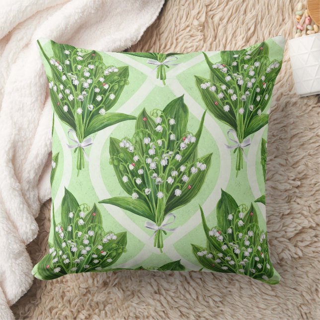 Bouquet of lilly of the valley flowers on green cushion (Blanket)