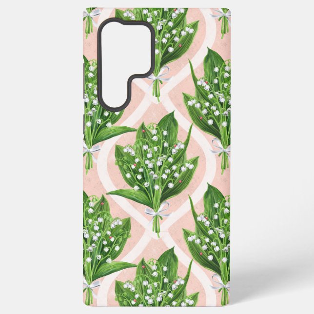 Bouquet of lilly of the valley flowers on pink samsung galaxy s22 ultra case (Back)
