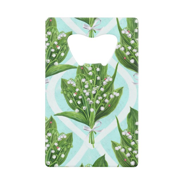Bouquet of lily of the valley flowers on blue (Front)