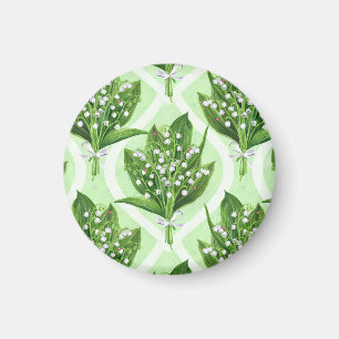 Bouquet of lily of the valley flowers on blue magnet