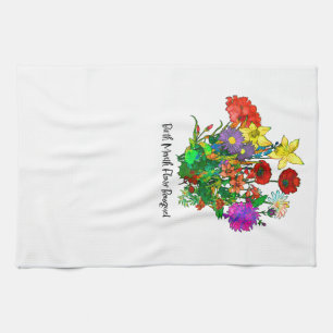 Bouquet of Monthly Birth Flowers Tea Towel
