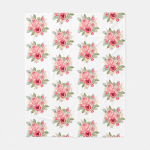Bouquet of Painted Pink Roses Fleece Blanket