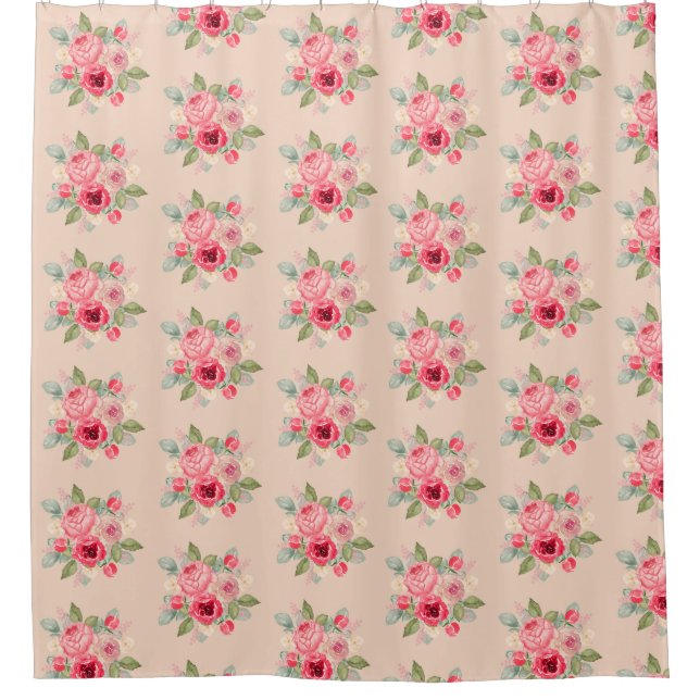Bouquet of Painted Pink Roses Shower Curtain (Front)