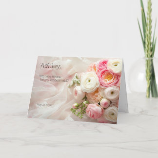 Bouquet of pink and white ranunculus closeup invitation