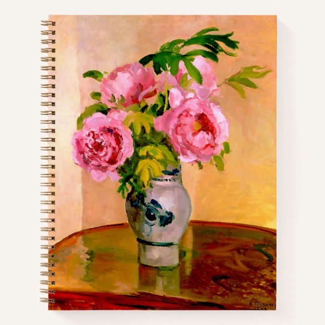 Bouquet of Pink Peonies by Camille Pissarro Notebook (Front)