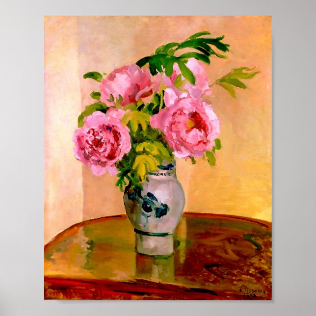 Bouquet of Pink Peonies by Camille Pissarro Poster (Front)