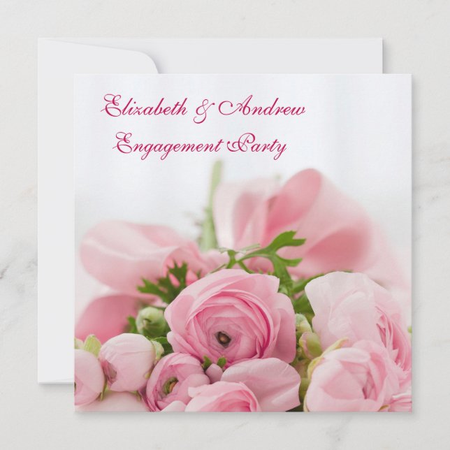 Bouquet Of Pink Roses Engagement Party Invitation (Front)