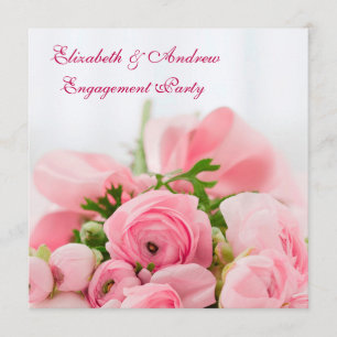 Bouquet Of Pink Roses Engagement Party Invitation