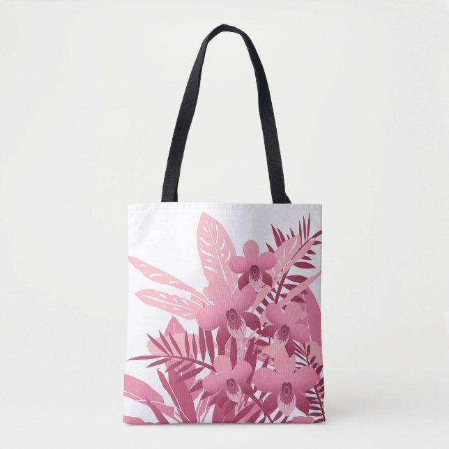 Bouquet of pink tropical plants tote bag (Front)