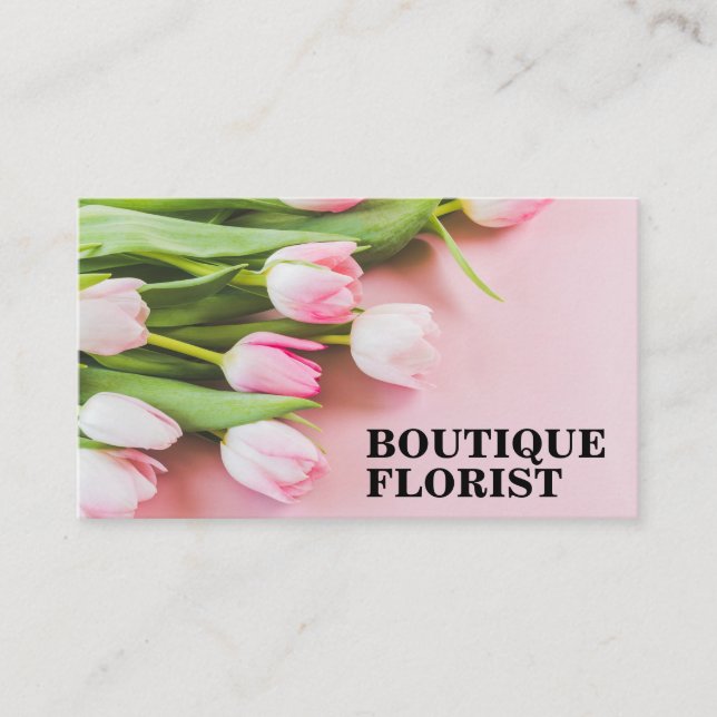 Bouquet of Pink Tulips | Florist Business Card (Front)