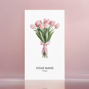 Bouquet of Pink Tulips Qr Code Business Card