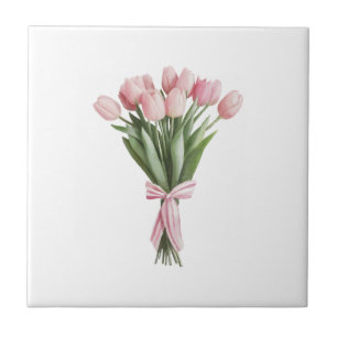 Bouquet of Pink Tulips Tile