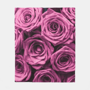 Bouquet of purple roses, flowers floral background fleece blanket