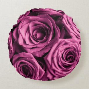 Bouquet of purple roses, flowers floral background round cushion