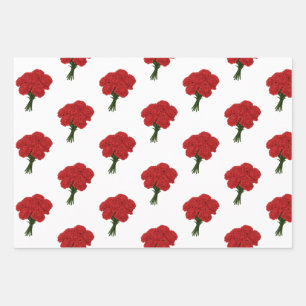 Bouquet of Red Carnations – Elegant Romantic Art Wrapping Paper Sheet