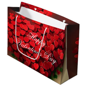 Bouquet of red hearts valentine  large gift bag