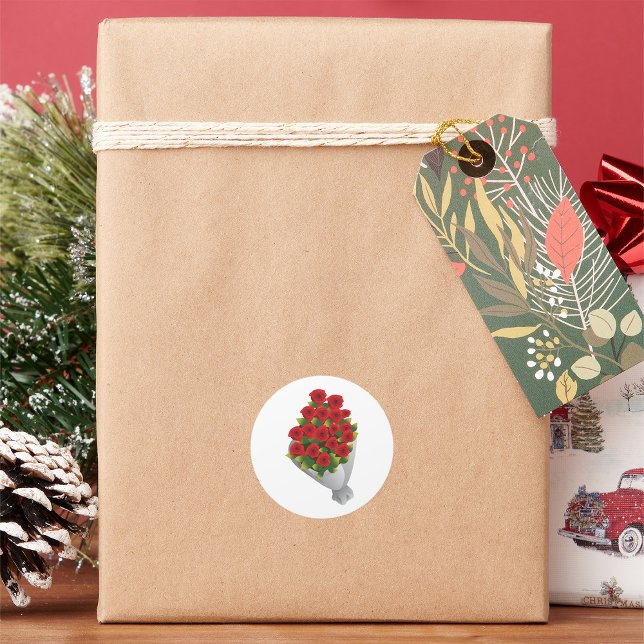 Bouquet Of Red Roses Classic Round Sticker (Creator Uploaded)