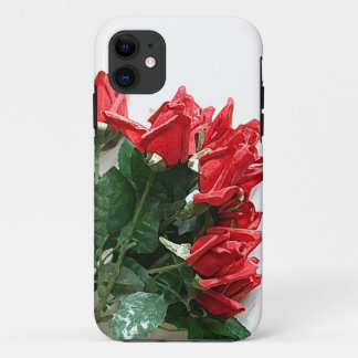 Bouquet of Red Roses Illustration iPhone 11 Case