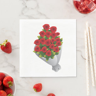 Bouquet Of Red Roses Napkin