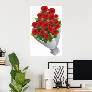 Bouquet Of Red Roses Poster