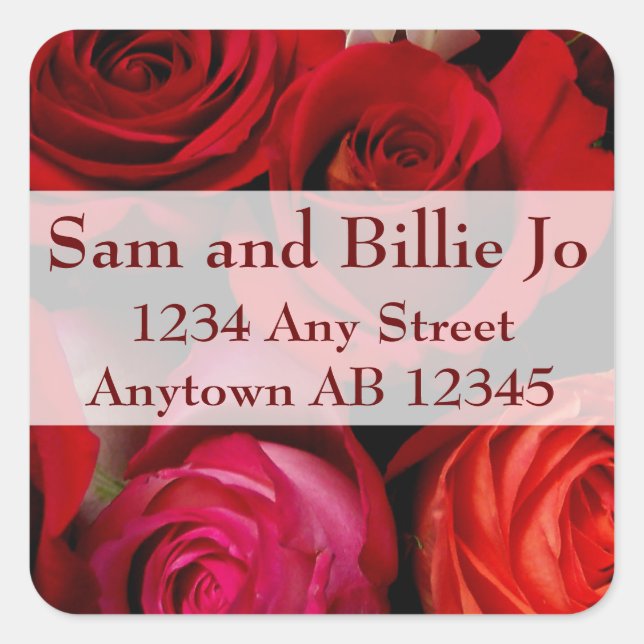 Bouquet of Red Roses Wedding Return Address Label (Front)