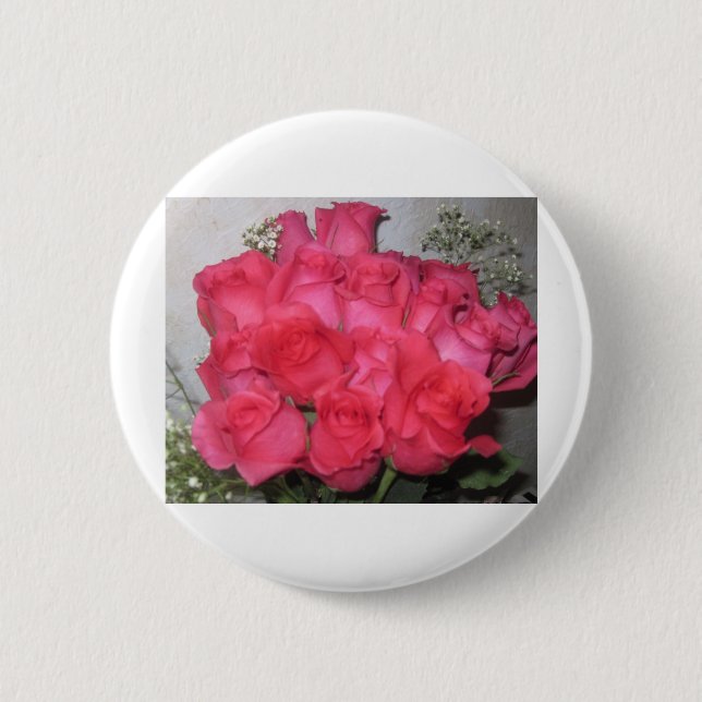 BOUQUET OF ROSES 6 CM ROUND BADGE (Front)