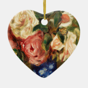 Bouquet of Roses by Renoir Impressionist Painting Ceramic Tree Decoration