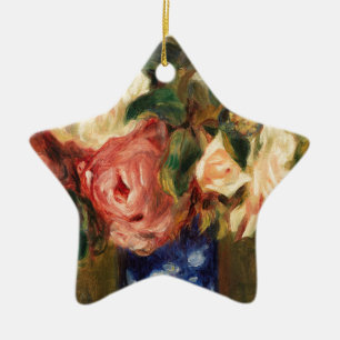 Bouquet of Roses by Renoir Impressionist Painting Ceramic Tree Decoration