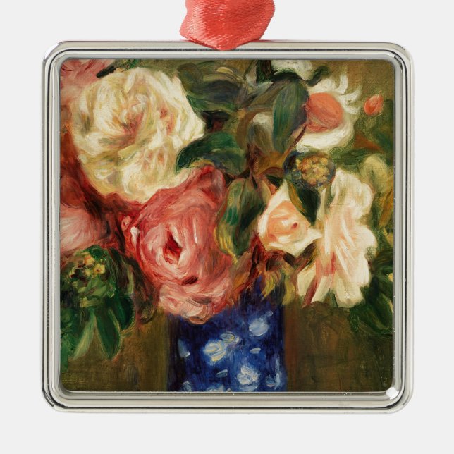 Bouquet of Roses by Renoir Impressionist Painting Metal Tree Decoration (Front)