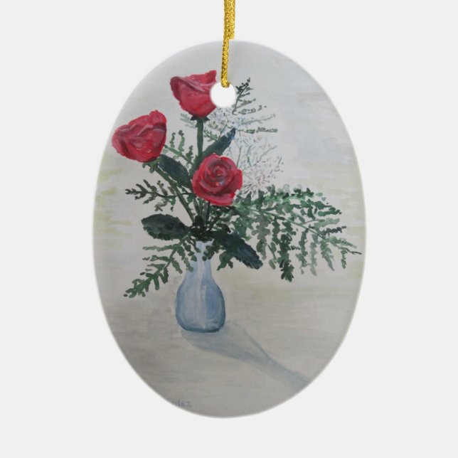 Bouquet of Roses Ceramic Tree Decoration (Front)