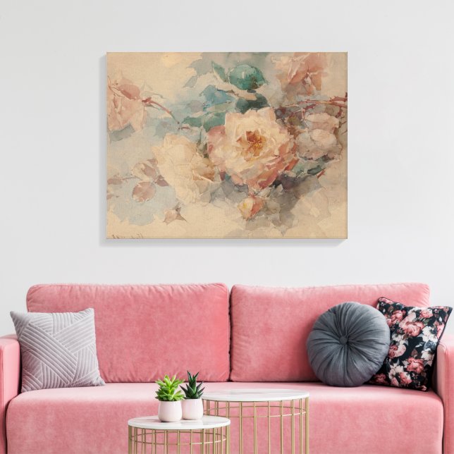 Bouquet of Roses – Franz Bischoff Canvas Print (Insitu(LivingRoom))