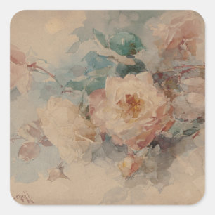 Bouquet of Roses – Franz Bischoff Square Sticker