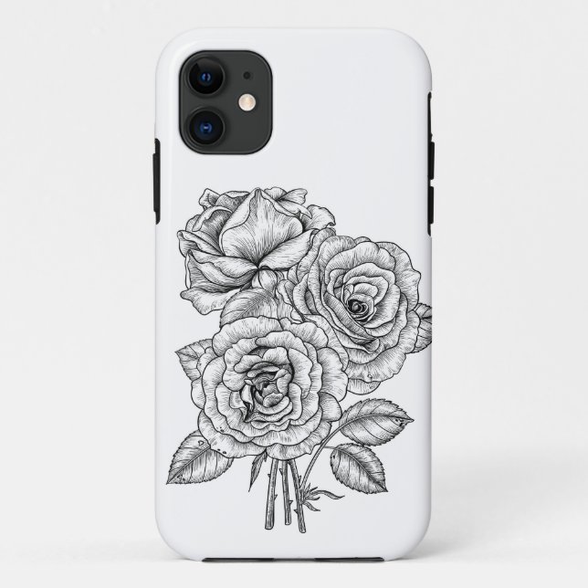 Bouquet of roses in black and white Case-Mate iPhone case (Back)