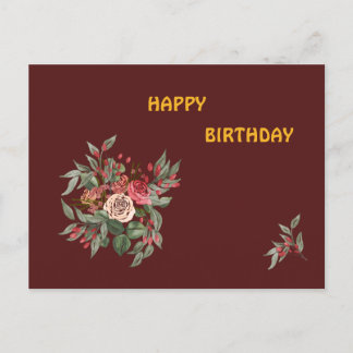 Bouquet of roses invitation postcard