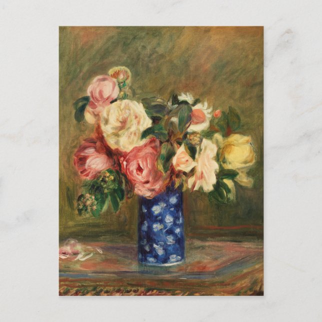 Bouquet of Roses Renoir Impressionist Art Painting Postcard (Front)