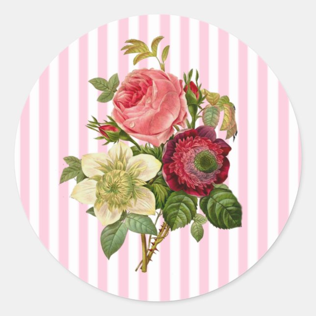 Bouquet of Roses Shabby Floral Chic Stickers (Front)