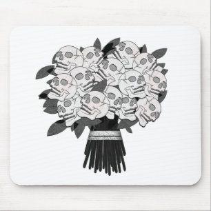 Bouquet of Skull Roses Black & White Gothic Mouse Mat