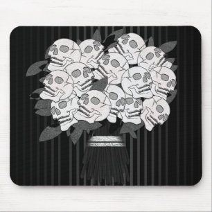 Bouquet of Skull Roses Black & White Gothic Mouse Mat
