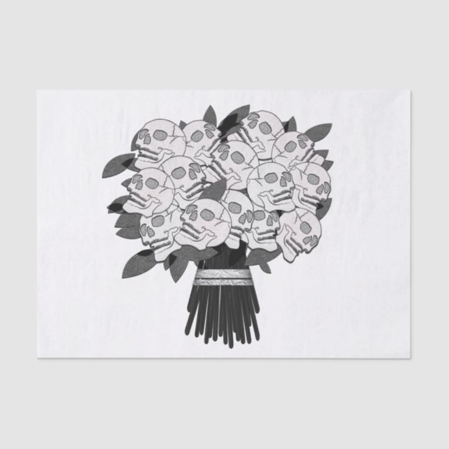 Bouquet of Skull Roses Black & White Party Tissue Paper (Front)