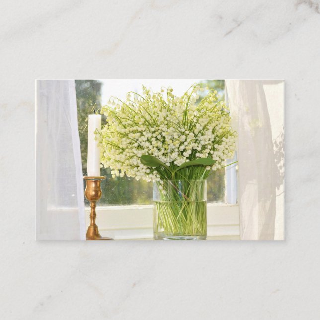 Bouquet of spring flowers lilies of the valley business card (Front)