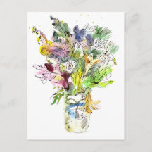 Bouquet of summer flowers. Watercolor sketch