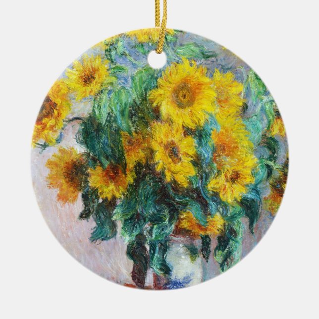 Bouquet of Sunflowers, 1880 Claude Monet Ceramic Tree Decoration (Front)