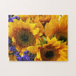Bouquet of Sunflowers and Purple Statice Jigsaw Puzzle